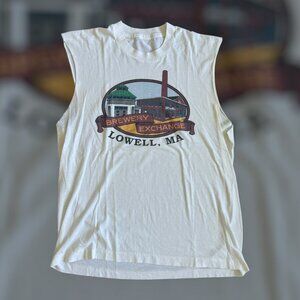 vintage 1990's Large Brewery Exchange Lowell Massachussets cutoff tank top vtg